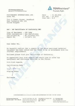 LED CE Certificate EMC 14714471 – page 1 of 3