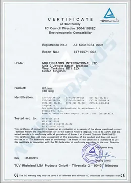 LED CE Certificate EMC 14714471 – page 2 of 3