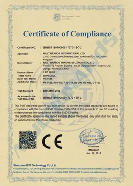 LVD - R63, R50, R39, G9, G4 Certificate of Compliance