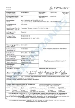 Test Report - Certificate no.14715744 – page 1 of 2