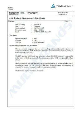Test Report Certificate no.14716728 – page 13 of 30