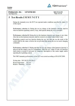 Test Report Certificate no.14716728 – page 19 of 30