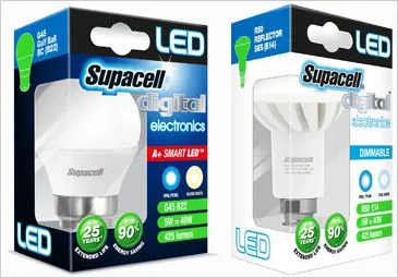 Supacell LED G45 golf ball and R50 reflector packs