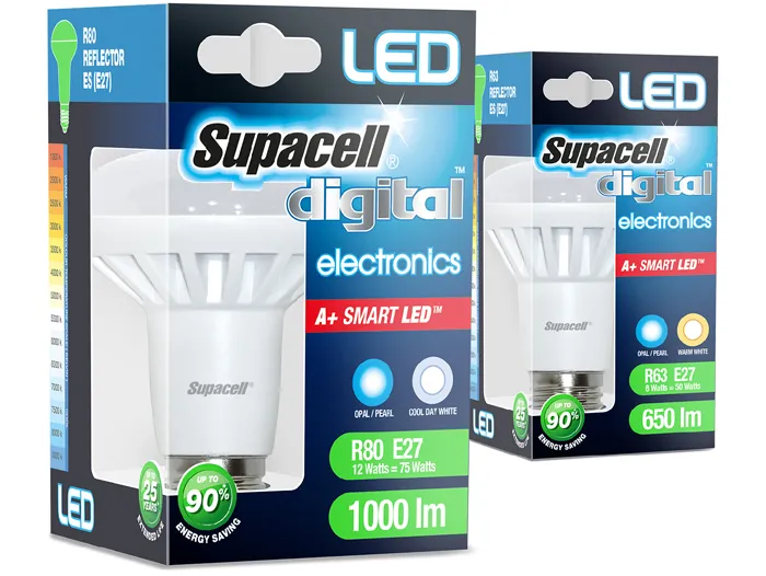 Supacell LED reflector lamps and packaging