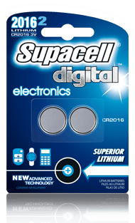 Supacell digital electronics CR2016 button cell 3 volt 2 pack