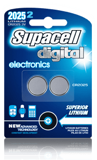 Supacell digital electronics CR2025 button cell 3 volt 2 pack