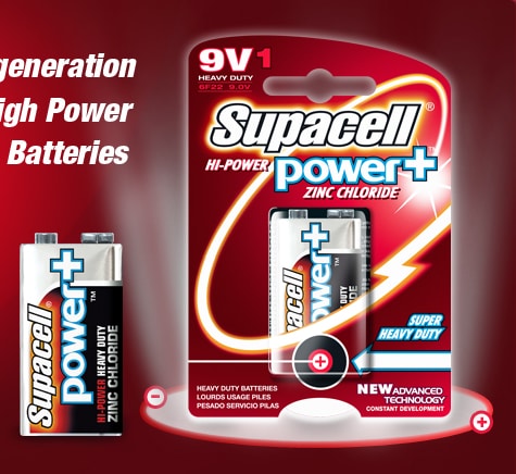 Supacell high power zinc chloride 9V battery 1 pack